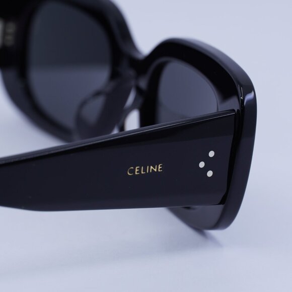 Celine CL40287U 01A Sunglasses Black Rectangle Frame, Grey Lenses - Picture 6 of 9
